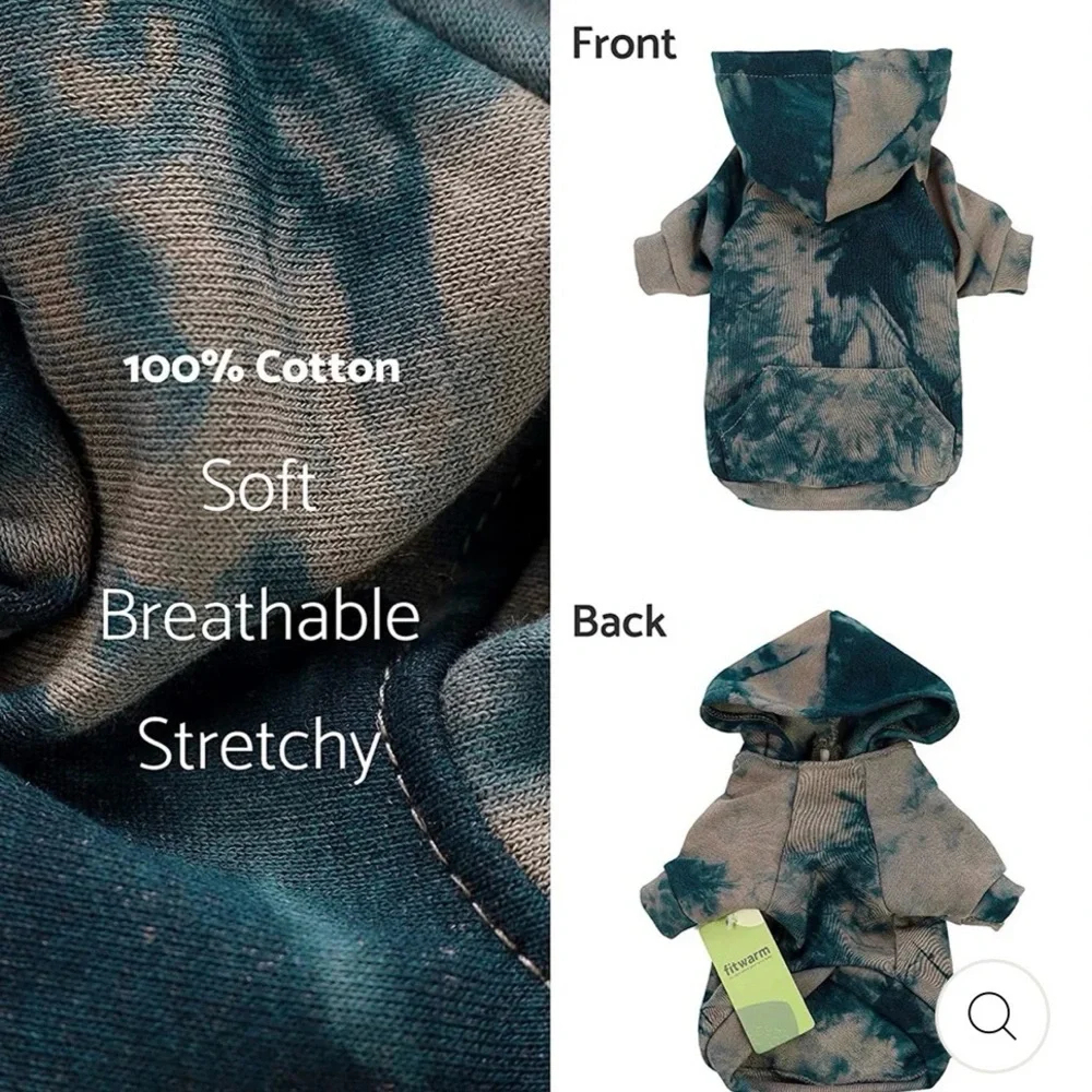 Fitwarm Tie Dye Cozy Dog Hoodie Size Medium Blue Camo